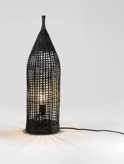 Nova Luce Stehleuchte Naos E27 Schwarz Metall Rattan 73cm 9586629