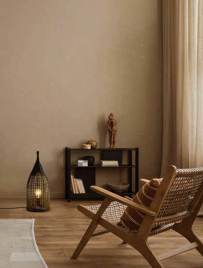 Nova Luce Stehleuchte Naos E27 Schwarz Metall Rattan 55cm 9586630