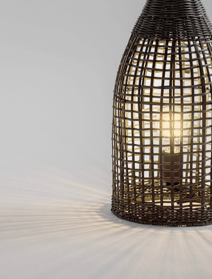 Nova Luce Stehleuchte Naos E27 Schwarz Metall Rattan 55cm 9586630