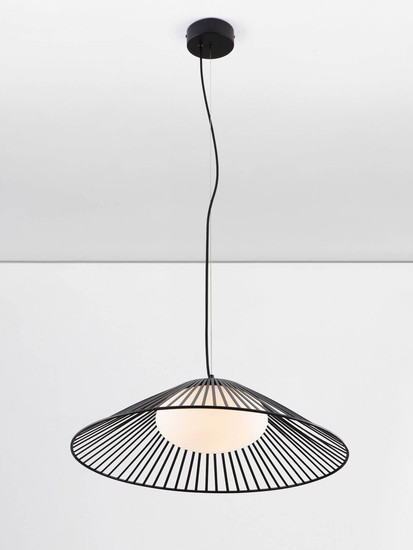 Nova Luce LED Pendelleuchte Brume 21W warmweiss 3000K Schwarz Opal Glas Metall Ø60cm 9620148