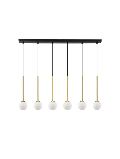 Nova Luce Pendelleuchte Savoy 6-flammig 6xG9 Gold Schwarz Opal Glas Metall 100x11cm 9620159