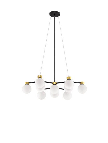 Nova Luce Pendelleuchte Ovalino 10-flammig 10xG9 Gold Schwarz Opal Glas Metall 66x63cm 9620161