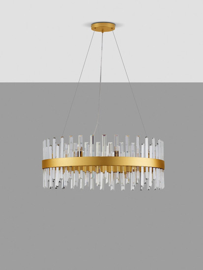 Nova Luce Pendelleuchte Crown 18-flammig 18xG9 Gold Metall Kristall Ø75cm 9695118