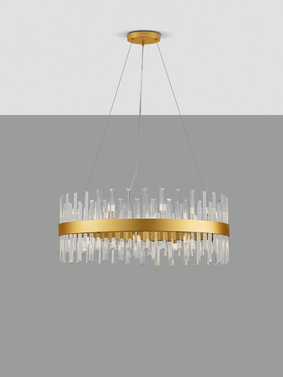 Nova Luce Pendelleuchte Crown 18-flammig 18xG9 Gold Metall Kristall Ø75cm 9695118