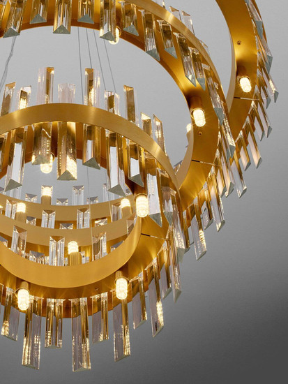Nova Luce Pendelleuchte Crown 42-flammig 42xG9 Gold Metall Kristall Ø75cm 9695121