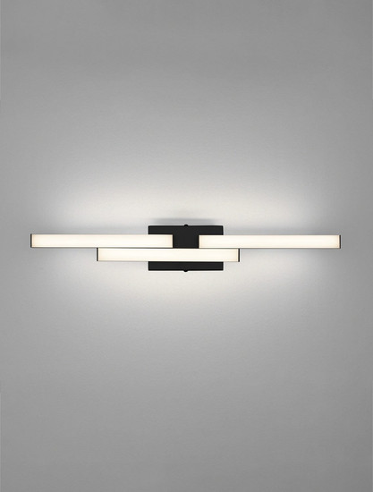 Nova Luce LED Wandleuchte Atom 14W neutralweiss 4000K IP44 Schwarz Aluminium 60x9cm 9695269