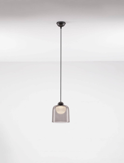 Nova Luce LED Pendelleuchte Dione 5W warmweiss 3000K Rauchgrau Schwarz Aluminium Stahl Ø14cm 9695271