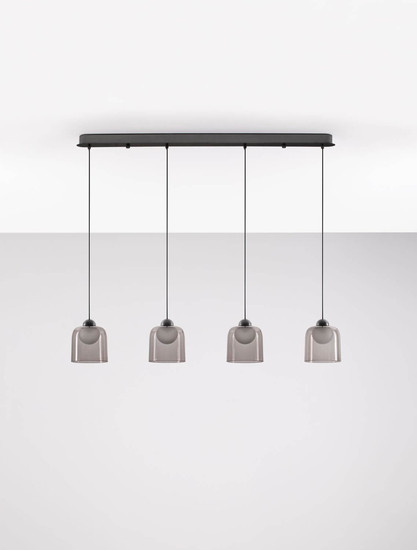 Nova Luce LED Pendelleuchte Dione 20W warmweiss 3000K Rauchgrau Schwarz Aluminium Stahl 100x14cm 9695272