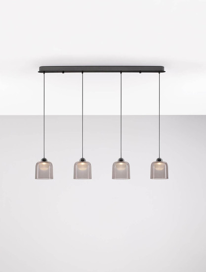 Nova Luce LED Pendelleuchte Dione 20W warmweiss 3000K Rauchgrau Schwarz Aluminium Stahl 100x14cm 9695272