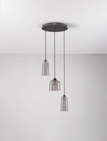 Nova Luce LED Pendelleuchte Dione 15W warmweiss 3000K Rauchgrau Schwarz Aluminium Stahl Ø35cm 9695273