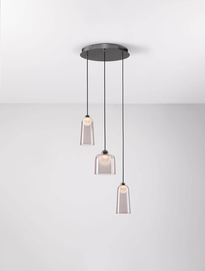 Nova Luce LED Pendelleuchte Dione 15W warmweiss 3000K Rauchgrau Schwarz Aluminium Stahl Ø35cm 9695273