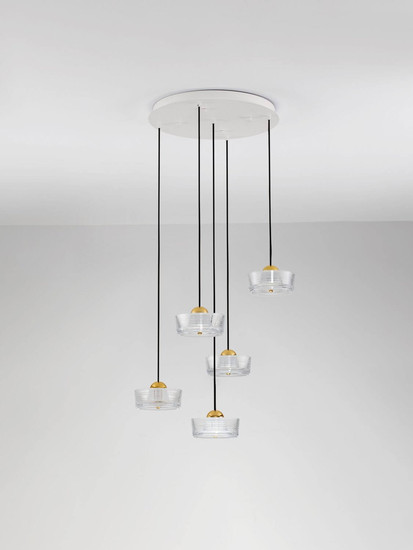 Nova Luce LED Pendelleuchte Keros 30W warmweiss 3000K Platingold Weiß Aluminium Ø45cm 9695280