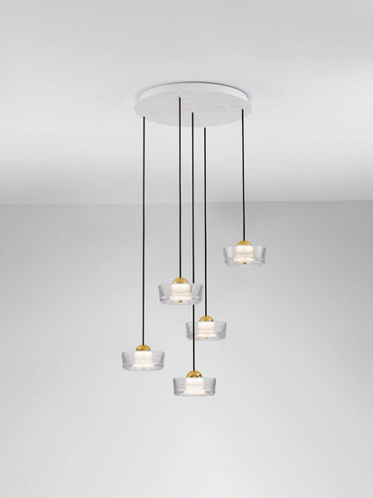 Nova Luce LED Pendelleuchte Keros 30W warmweiss 3000K Platingold Weiß Aluminium Ø45cm 9695280