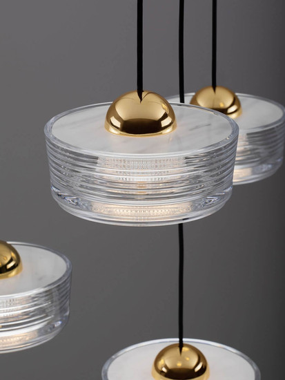 Nova Luce LED Pendelleuchte Keros 30W warmweiss 3000K Platingold Weiß Aluminium Ø45cm 9695280