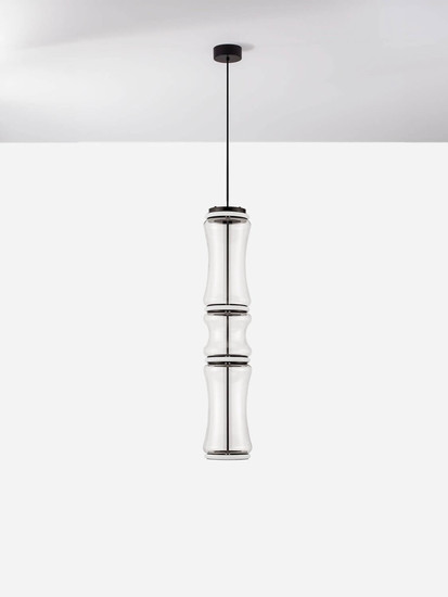Nova Luce LED Pendelleuchte Anapnoe dimmbar 39W warmweiss 3000K Bewegungsmelder Schwarz Stahl Glas Ø21,5cm 9695284