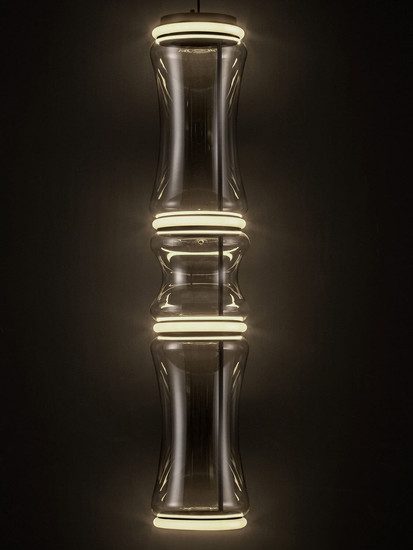 Nova Luce LED Pendelleuchte Anapnoe dimmbar 39W warmweiss 3000K Bewegungsmelder Schwarz Stahl Glas Ø21,5cm 9695284