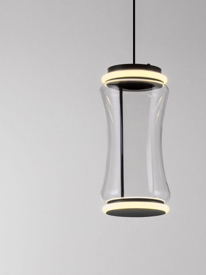 Nova Luce LED Pendelleuchte Anapnoe dimmbar 23W warmweiss 3000K Bewegungsmelder Schwarz Stahl Glas Ø21,5cm 9695285