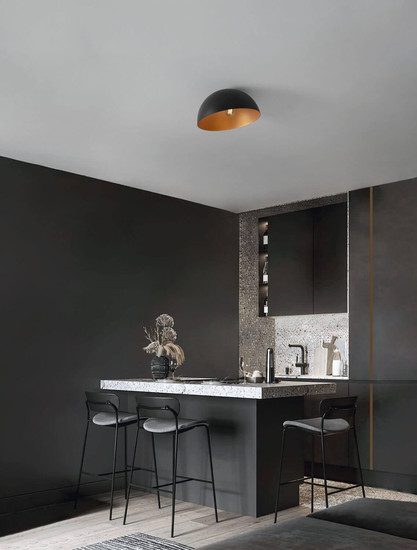 Nova Luce Deckenleuchte Onia E27 Schwarz Gold Metall Ø40cm 9695311