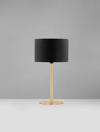 Nova Luce Tischleuchte Sibnia E27 Messinggold Schwarz Metall Textil Ø30cm 9695330