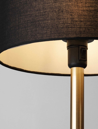 Nova Luce Tischleuchte Sibnia E27 Messinggold Schwarz Metall Textil Ø30cm 9695330