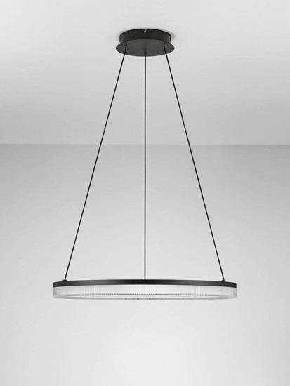 Nova Luce LED Pendelleuchte Lonela dimmbar 25W warmweiss 3000K Schwarz Aluminium Ø60cm 9695503