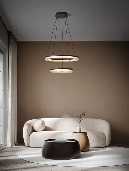 Nova Luce LED Pendelleuchte Lonela dimmbar 46W warmweiss 3000K Schwarz Aluminium Ø60cm 9695504