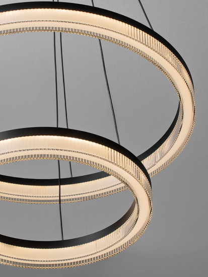 Nova Luce LED Pendelleuchte Lonela dimmbar 46W warmweiss 3000K Schwarz Aluminium Ø60cm 9695504