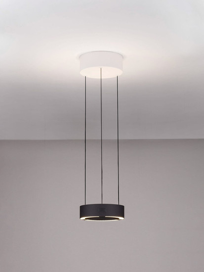 Nova Luce LED Pendelleuchte Afi dimmbar 24W warmweiss 3000K Bewegungsmelder Schwarz Stahl Aluminium Ø20cm 9870016