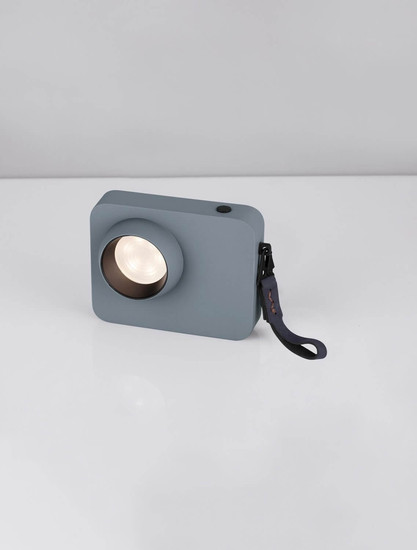 Nova Luce LED Tischleuchte Kedros dimmbar 3W warmweiss 3000K Blaugrau Stahl Aluminium 14x11cm 9870039