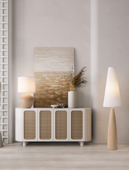 Nova Luce Stehleuchte Mizu E27 Creme Weiß Gips 130cm 9919103
