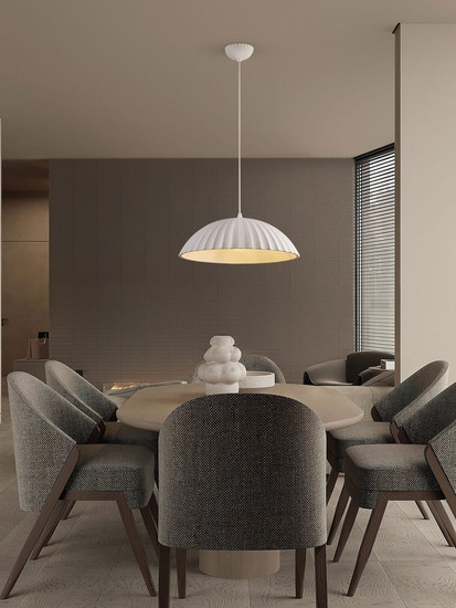 Nova Luce Pendelleuchte Ammos E27 Weiß Beton Ø50cm 9919114