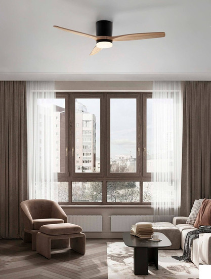 Nova Luce LED Deckenventilator Aloa 18W CCT warm-/neutral-/tageslichtweiss 3000/4000/6500K Schwarz Holz Metall Ø132cm 9952371