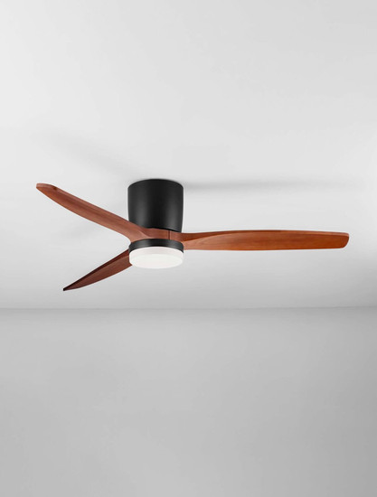 Nova Luce LED Deckenventilator Aloa 18W CCT warm-/neutral-/tageslichtweiss 3000/4000/6500K Schwarz Dunkelholz Metall Holz Ø132cm 9952374