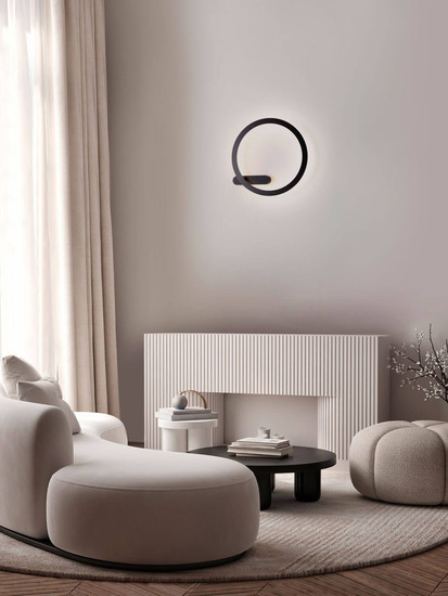 Nova Luce LED Wandleuchte Lyb 32W warmweiss 3000K Schwarz Aluminium Ø50cm 9980577