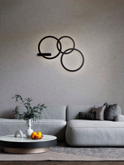 Nova Luce LED Wandleuchte Lyb 27W warmweiss 3000K Schwarz Aluminium Ø40cm 9980578