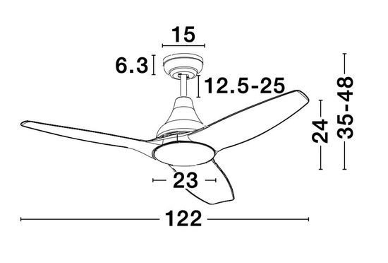 Nova Luce SAMOA LED Ventilator Weiß 18W Warmweiss 35-48x122cm 5267301