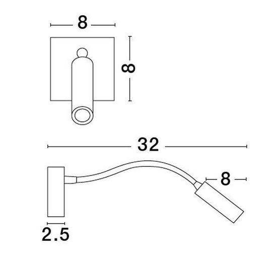 Nova Luce MADISON LED Wandleuchte Aluminium Schwarz 3W Warmweiss 32x8x8cm 8128204