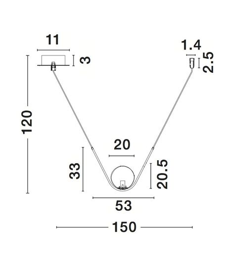 Nova Luce VITTON Pendelleuchte E27 Gold 150x20x120cm dimmbar 8279601