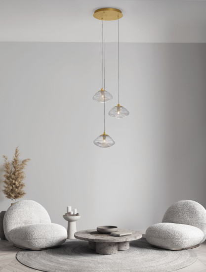 Nova Luce KING Pendelleuchte G9 3-fach Gold 180x25cm dimmbar 9006048