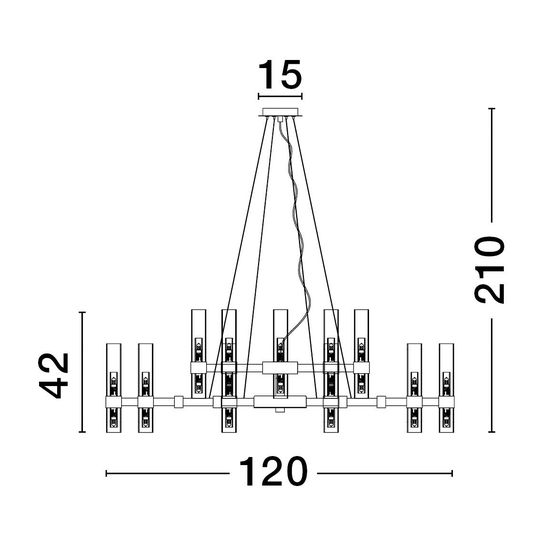 Nova Luce CENTURY Pendelleuchte G9 30-fach Schwarz 210x120cm dimmbar 9006053