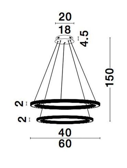 Nova Luce CILION LED Pendelleuchte Messing 56W Warmweiss 150x60cm dimmbar 9011139