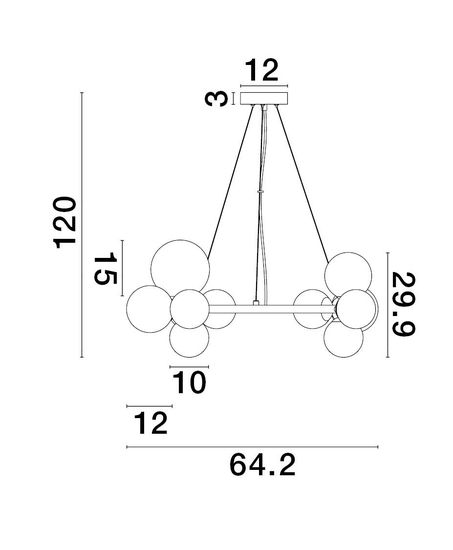 Nova Luce ODILLIA Pendelleuchte G9 11-fach Schwarz 120x65cm dimmbar 9028855