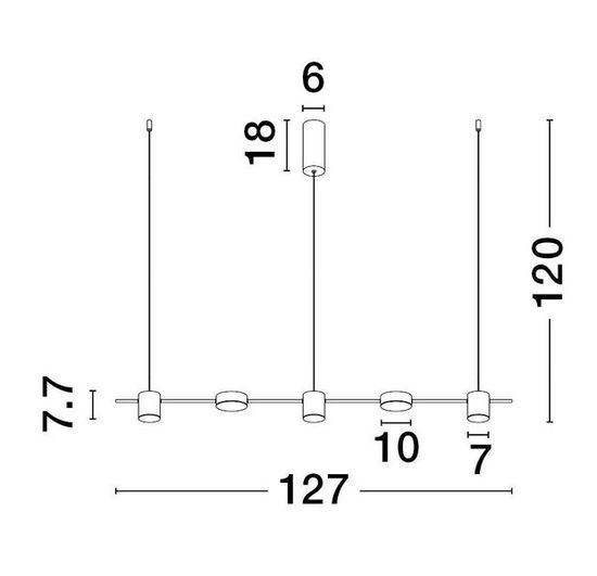 Nova Luce NORDIK LED Pendelleuchte Schwarz 29W Warmweiss 127x10x120cm dimmbar 9080123