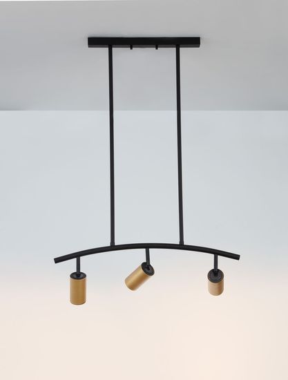 Nova Luce POGNO Pendelleuchte GU10 3-fach Schwarz 72,2x10x90cm dimmbar 9111456
