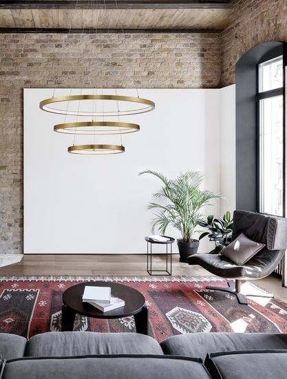 Nova Luce EMPATIA LED Pendelleuchte Messing 108W Warmweiss 150x80cm dimmbar 9172869