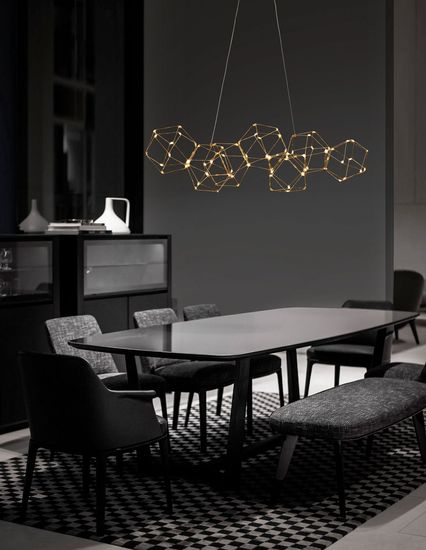 Nova Luce NEBULA LED Pendelleuchte Gold 33,6W Warmweiss 108x32x120cm 9186807