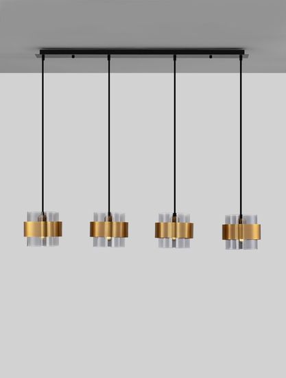 Nova Luce SIANNA Pendelleuchte E27 4-fach Gold 110x18x120cm dimmbar 9236383