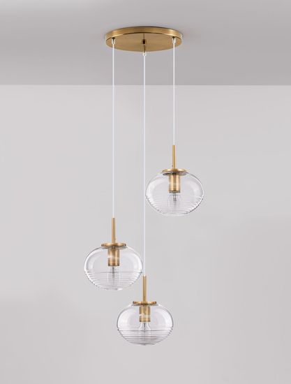 Nova Luce MAEVE Pendelleuchte E27 3-fach Gold 180x30cm dimmbar 9236755