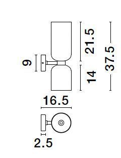 Nova Luce PALMER Wandleuchte E14 2-fach Schwarz 11,5x16,5x37,5cm dimmbar 9241110