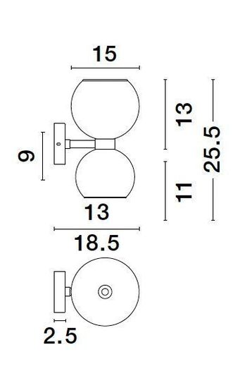 Nova Luce PALMER Wandleuchte E14 2-fach Schwarz 15x18,5x25,5cm dimmbar 9241120